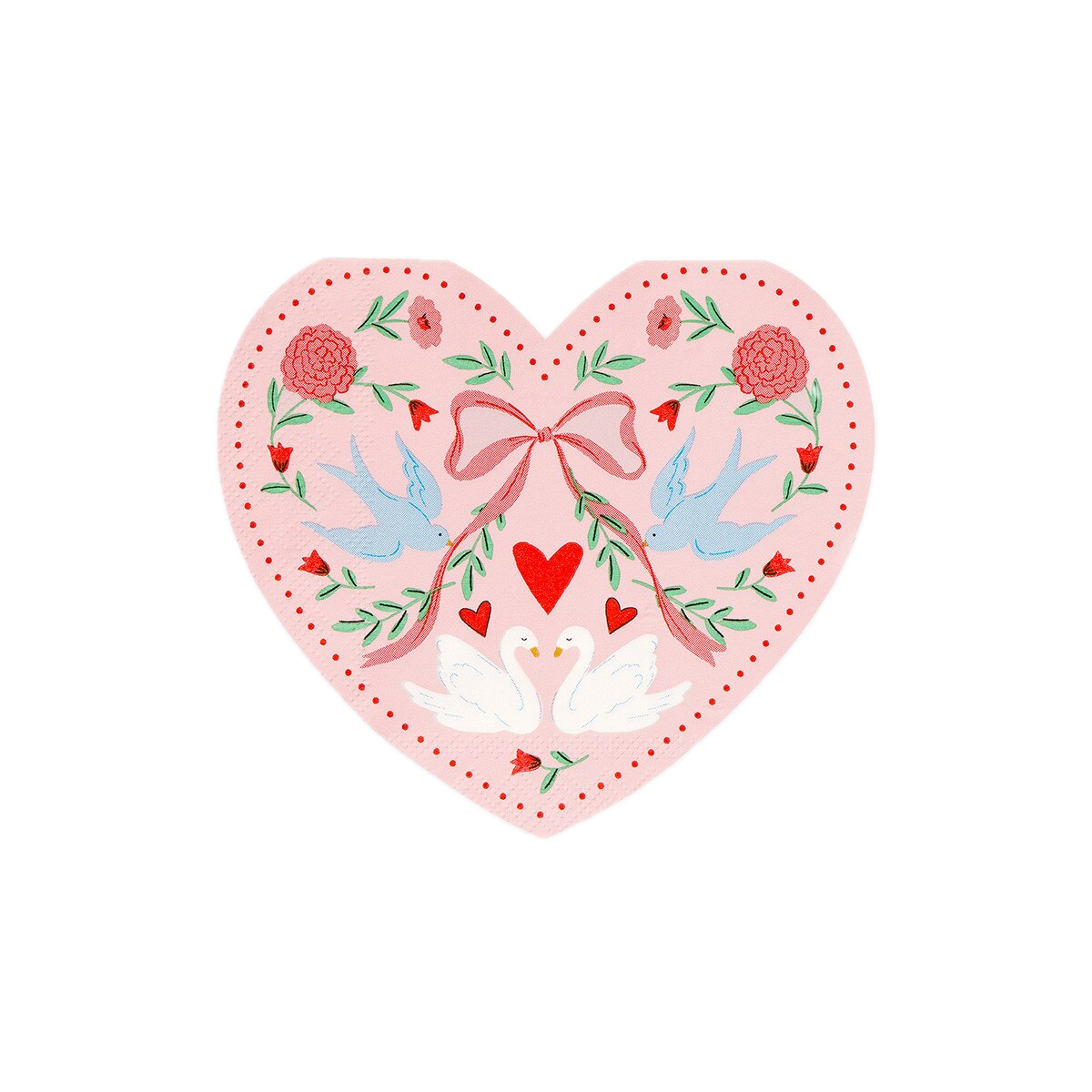 Pink Lovebird Lace Heart Small Napkins