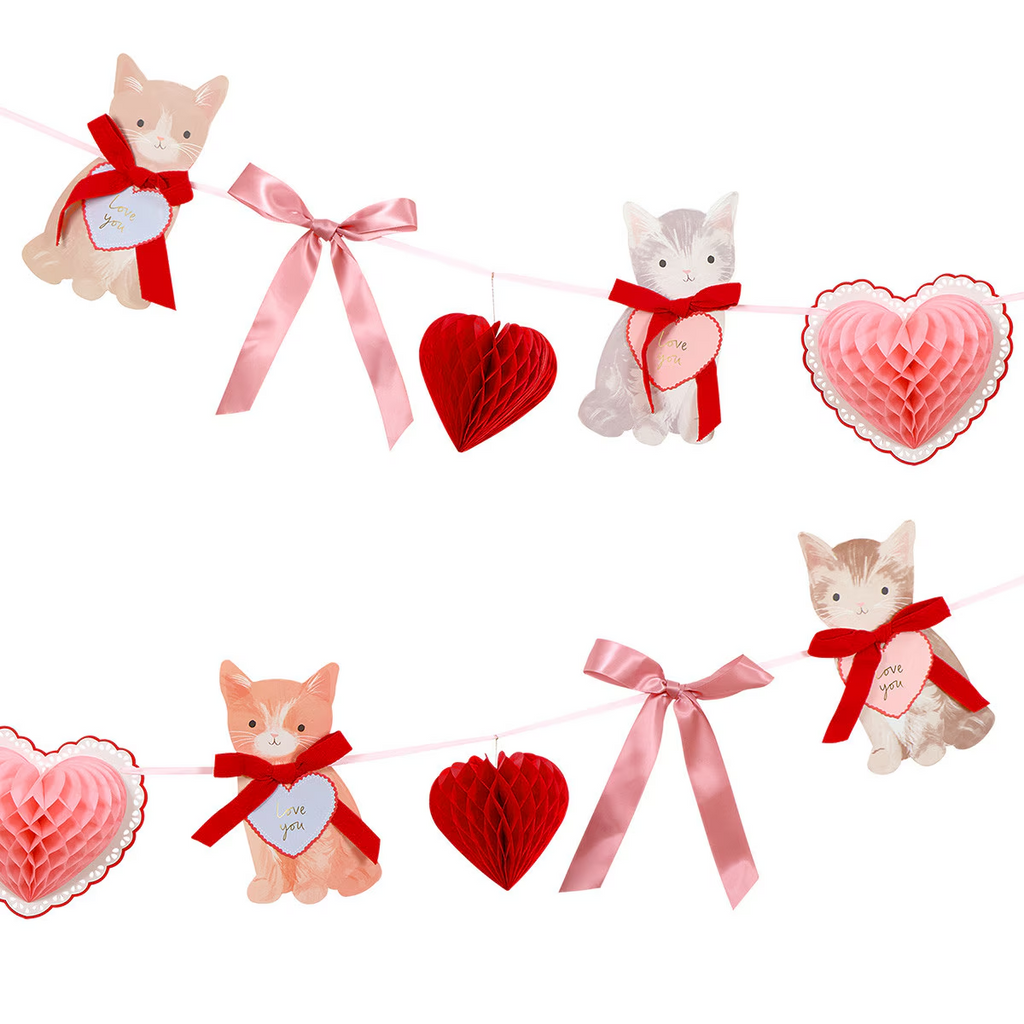 Pink and Red Kitten Valentine's Garland