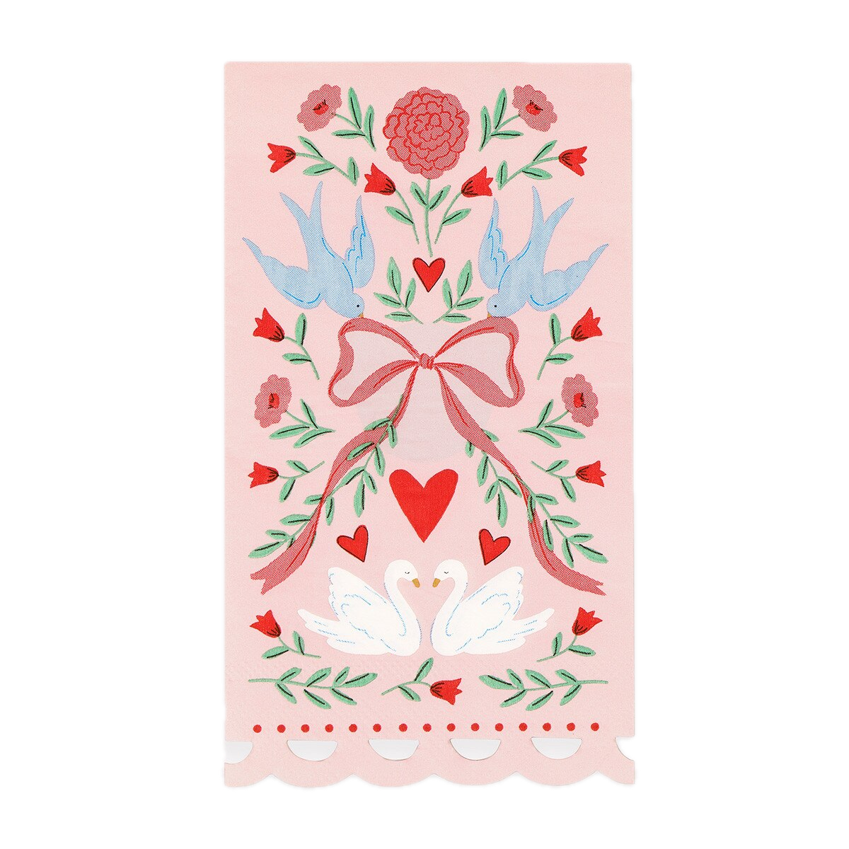 Pink Lovebird Lace Guest Towels
