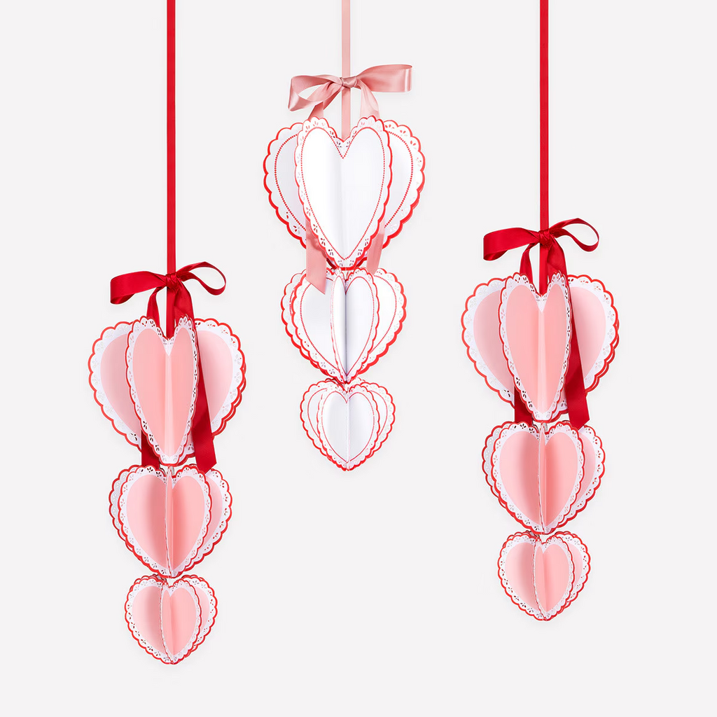 Pink and Red Lace Edge Heart Decorations