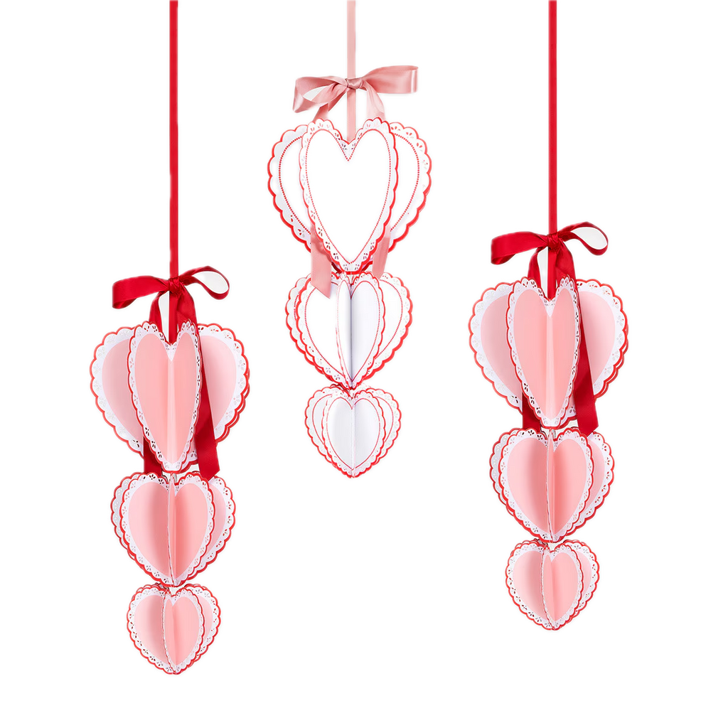 Pink and Red Lace Edge Heart Decorations