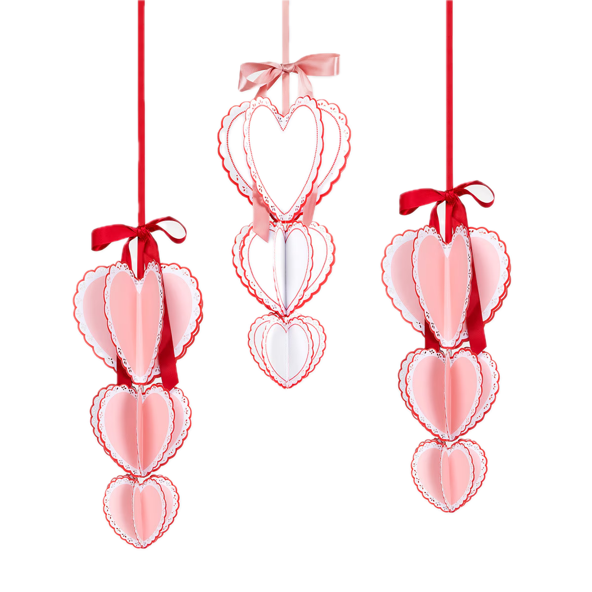 Pink and Red Lace Edge Heart Decorations