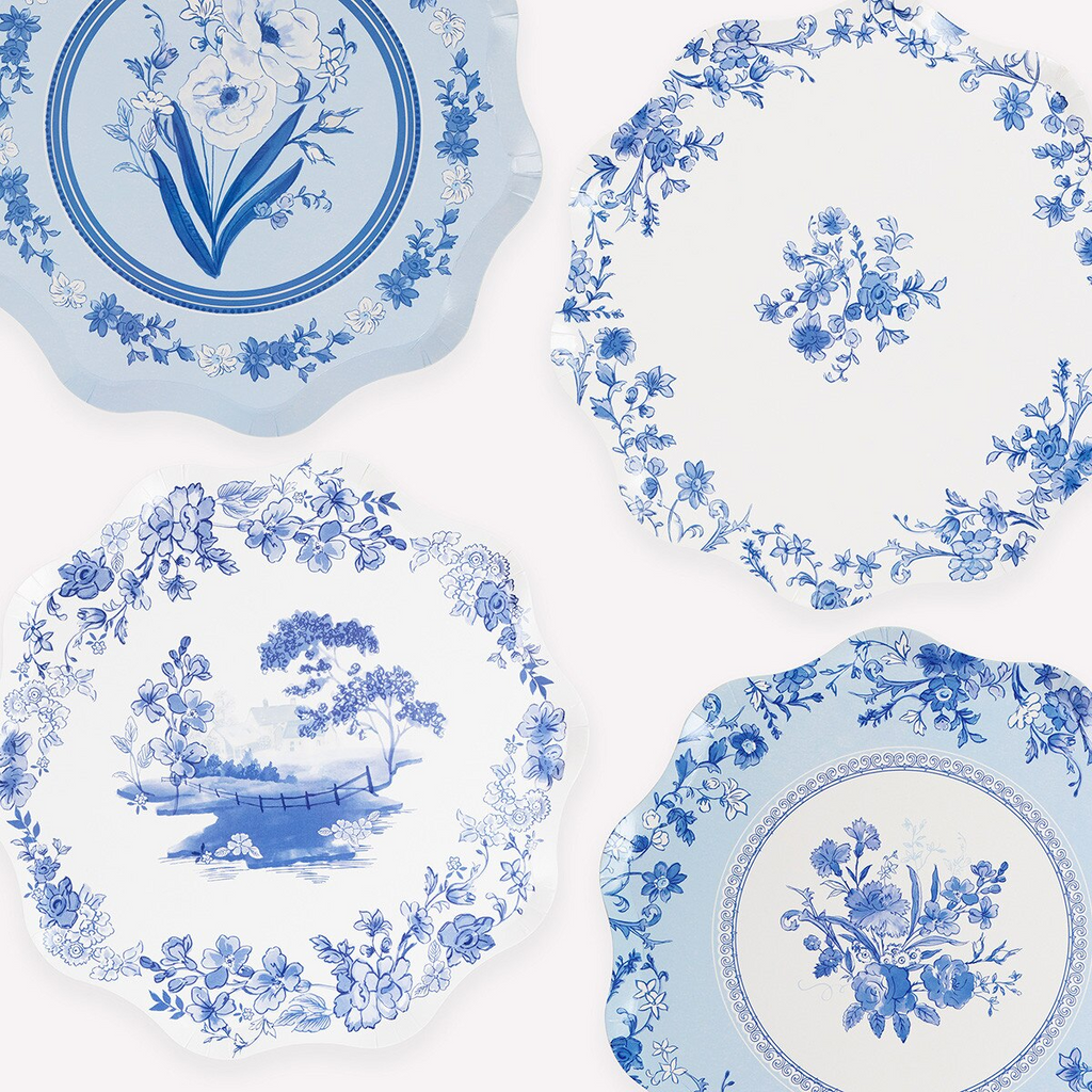 Blue & White Floral Plates - 2 Sizes