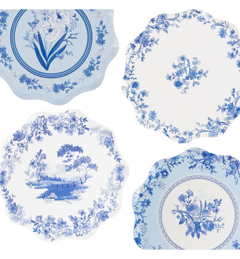 Blue & White Floral Plates - 2 Sizes