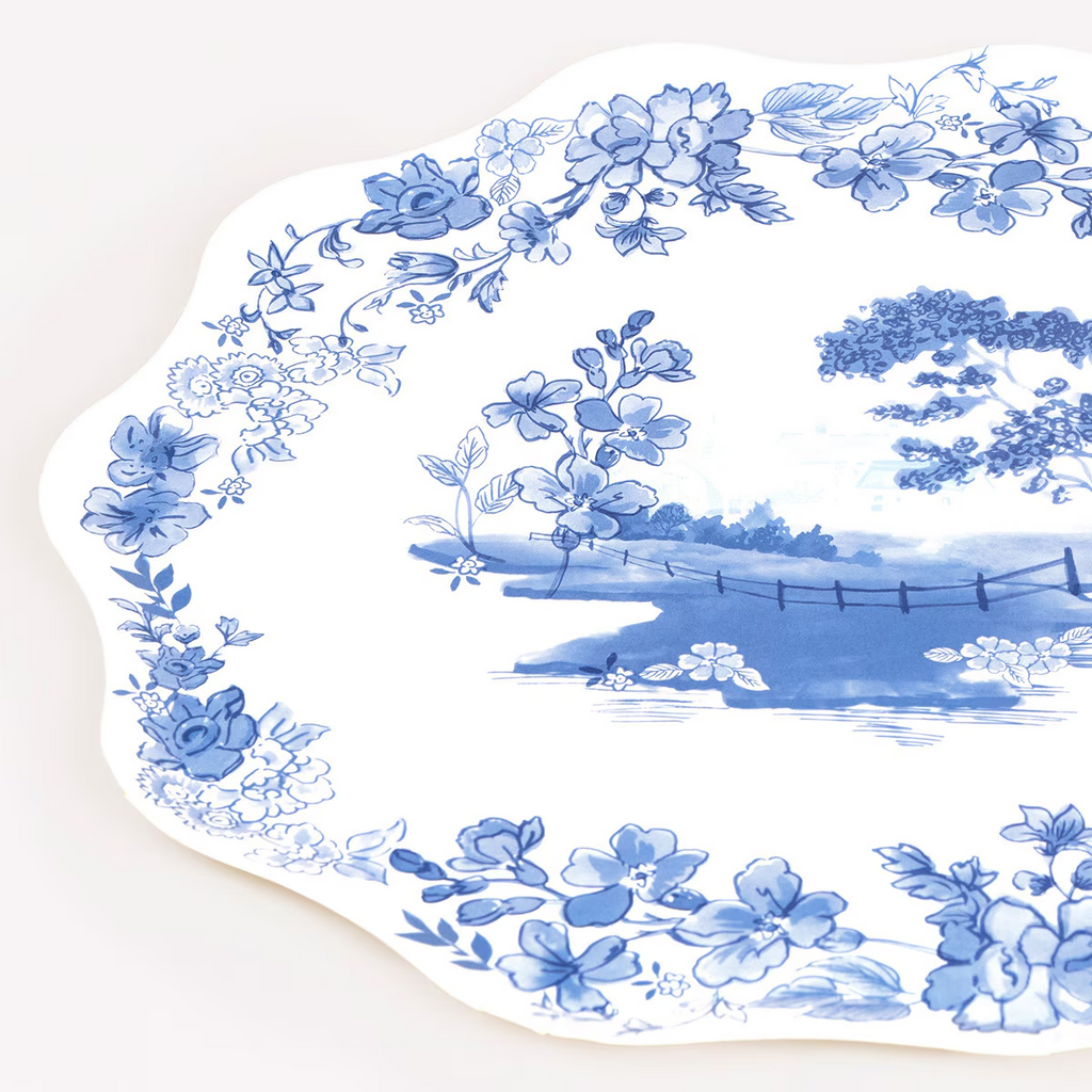 Blue & White Floral Plates - 2 Sizes