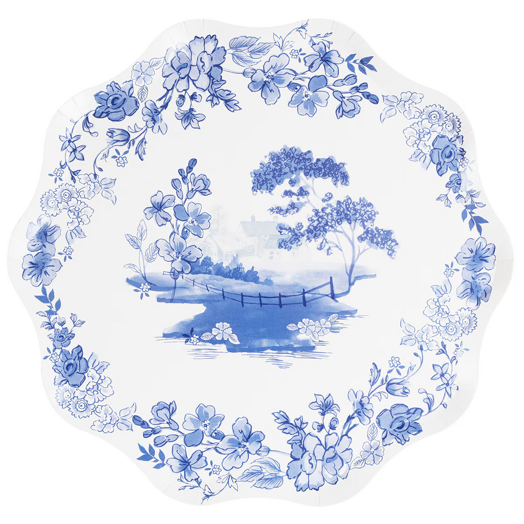 Blue & White Floral Plates - 2 Sizes