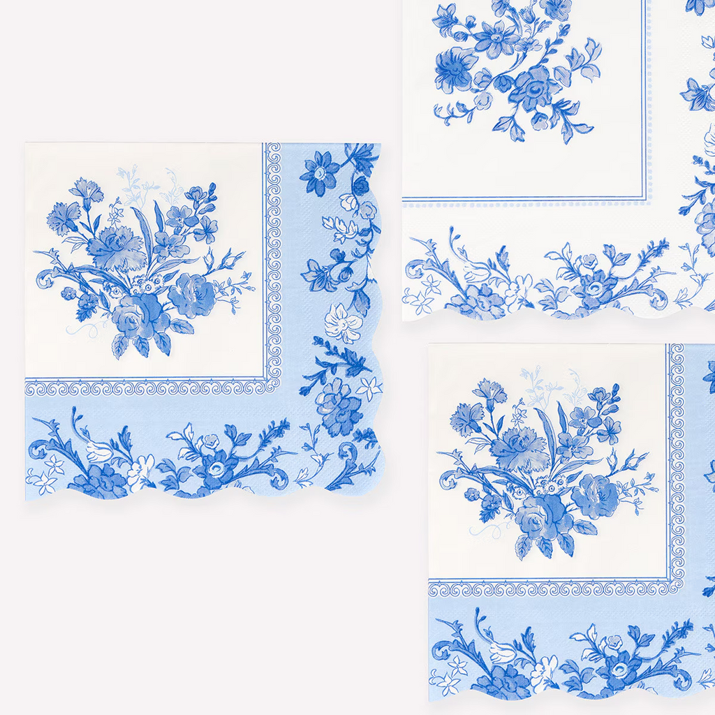 Blue & White Floral Napkins - 2 Sizes