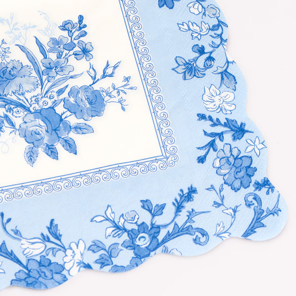 Blue & White Floral Napkins - 2 Sizes