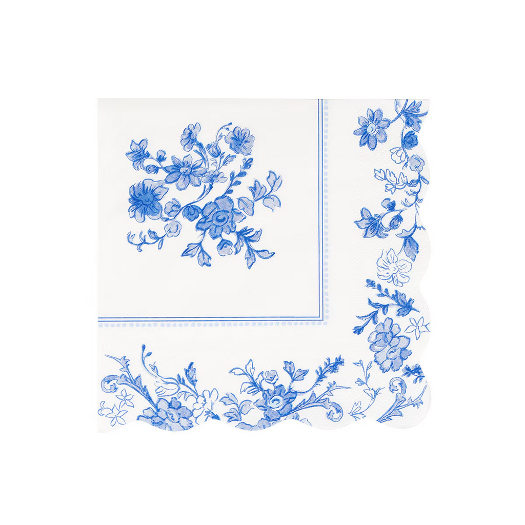 Blue & White Floral Napkins - 2 Sizes