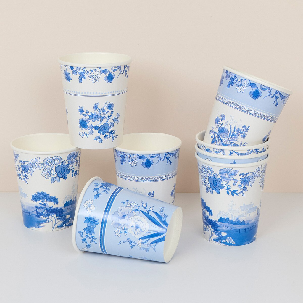 Blue & White Floral Cups