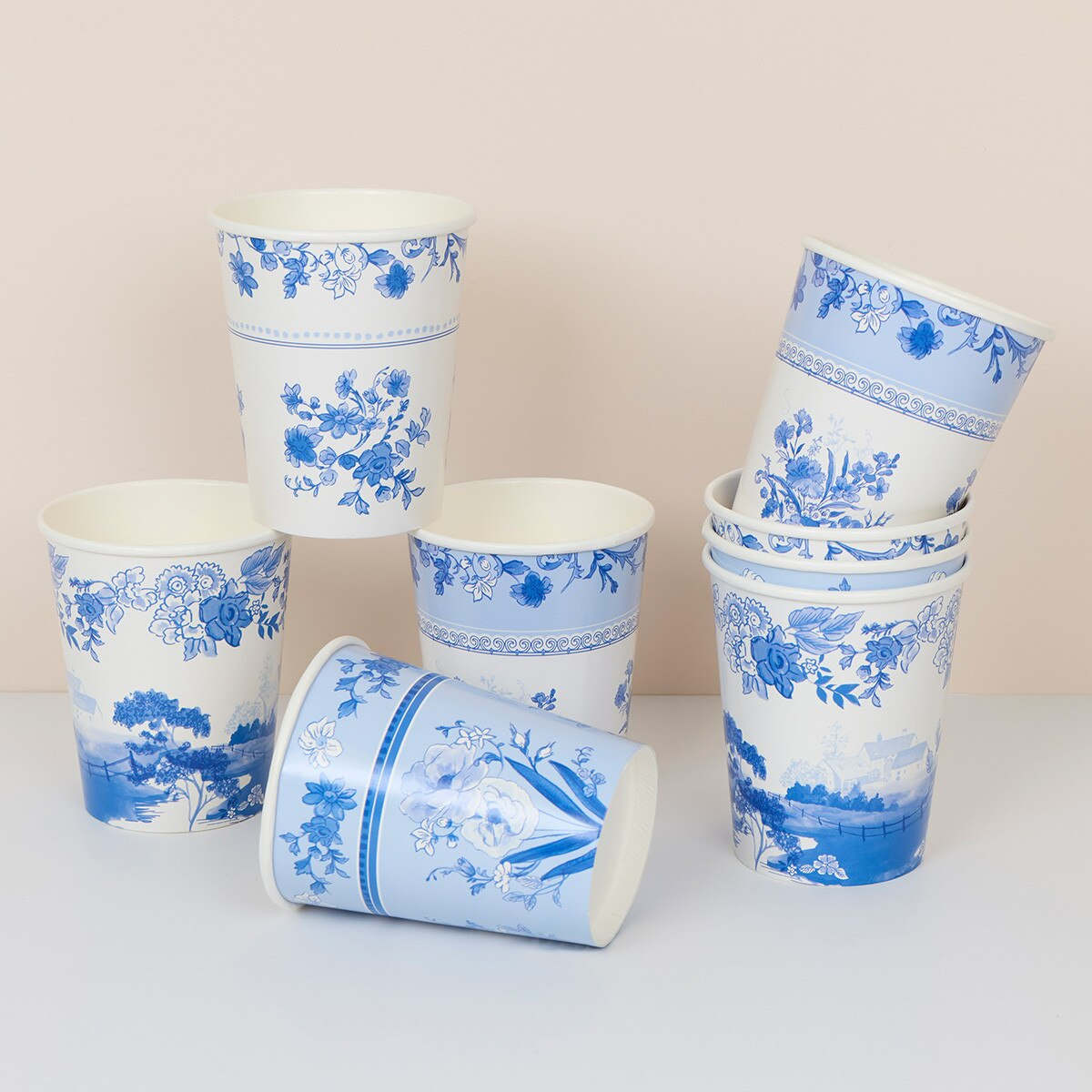 Blue & White Floral Cups