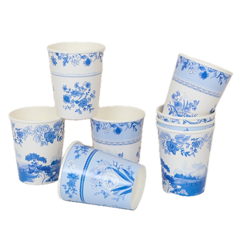 Blue & White Floral Cups