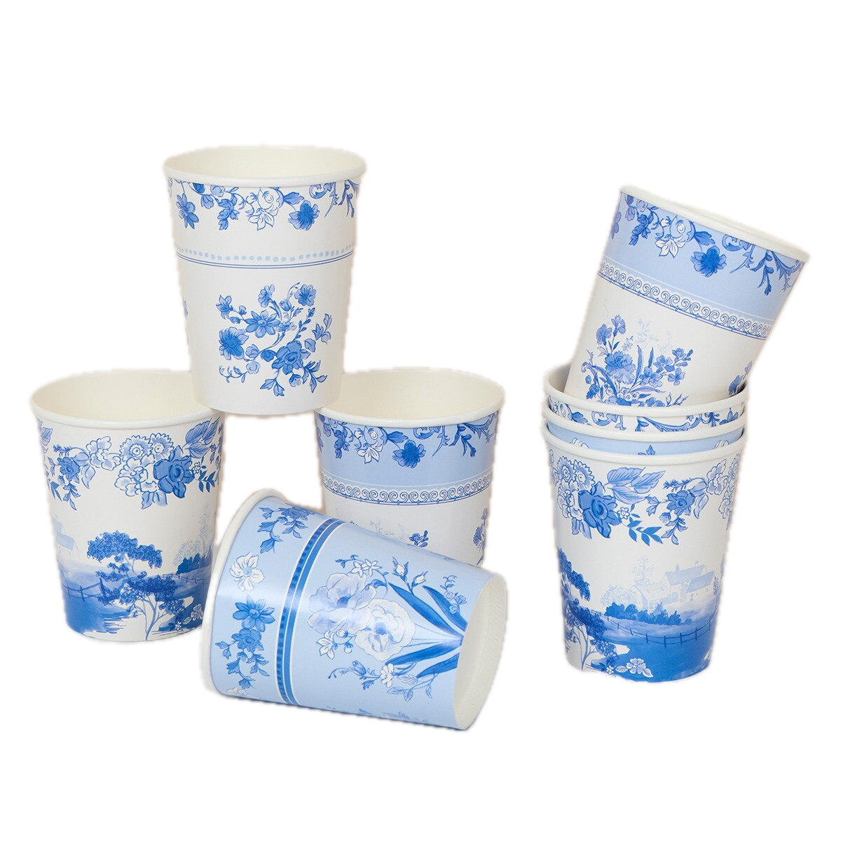 Blue & White Floral Cups