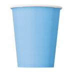 Light blue paper cup with white rim birthday decor from Parte Haus party supply store in Bethesda MD