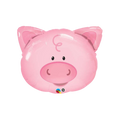 Pink pig mylar balloon with cute face for birthday from Parte Haus party supply store in Bethesda MD