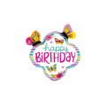 Colorful butterfly birthday foil balloon with happy birthday text from Parte Haus party supply store in Bethesda MD
