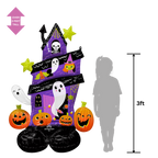 Purple Halloween haunted house balloon with ghosts pumpkins and stars Halloween theme from Parte Haus party supply store in Bethesda MD