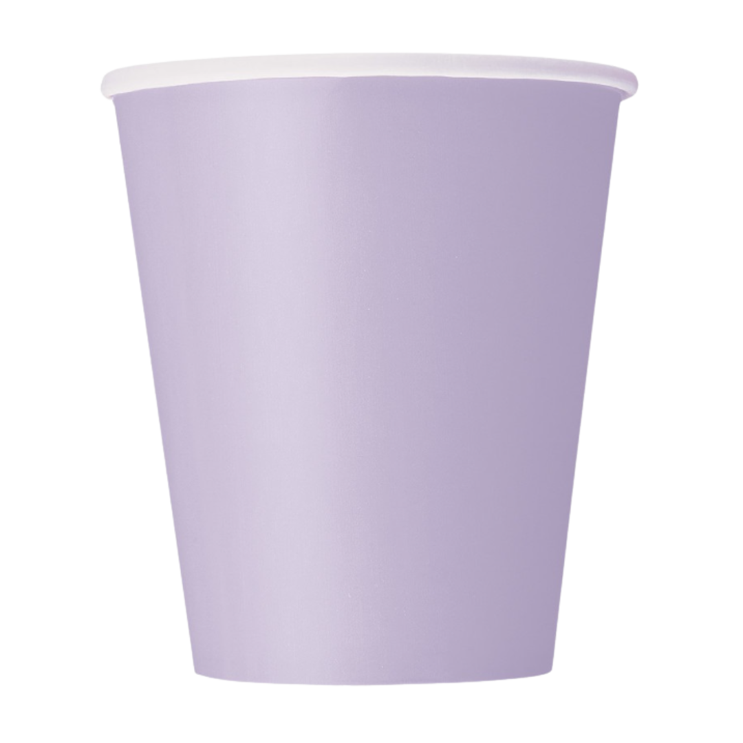 Lavender paper cup simple solid design birthday from Parte Haus party supply store in Bethesda MD