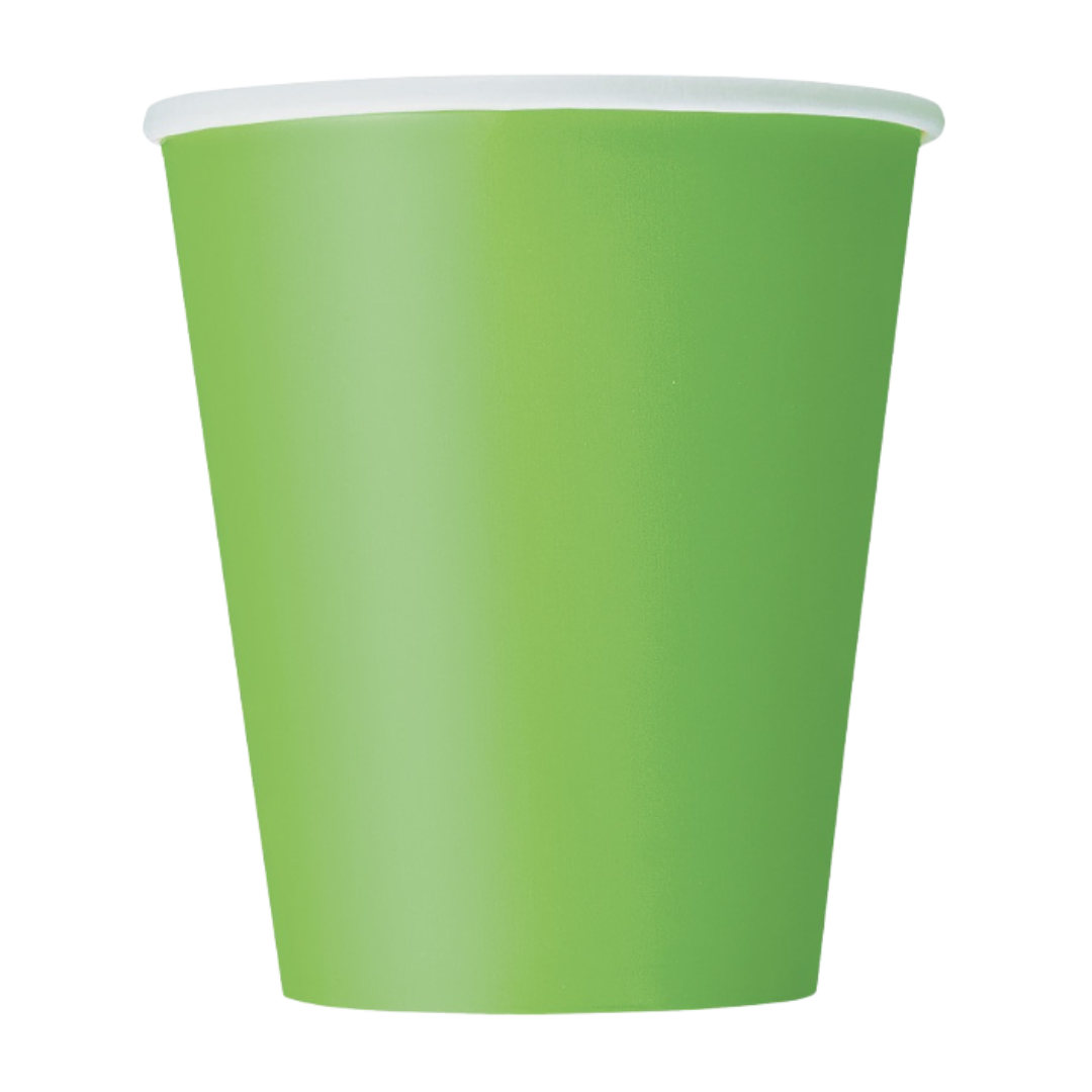 Green paper cup simple design birthday from Parte Haus party supply store in Bethesda MD
