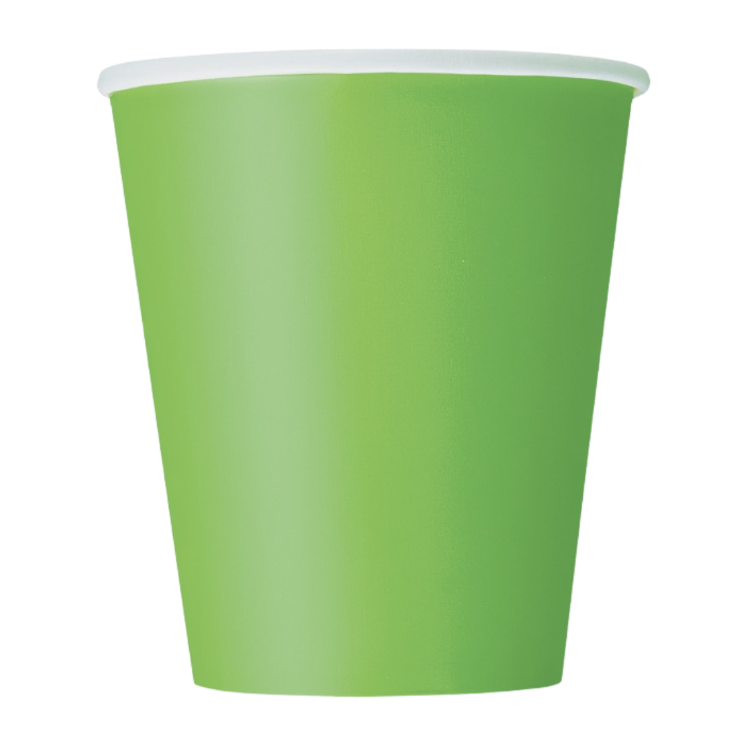Green paper cup with white rim for birthday celebration from Parte Haus party supply store in Bethesda MD