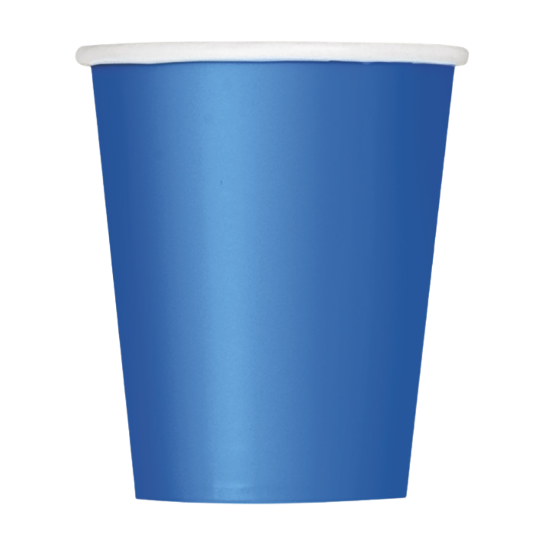 Blue paper cup solid color for birthday or celebration from Parte Haus party supply store in Bethesda MD
