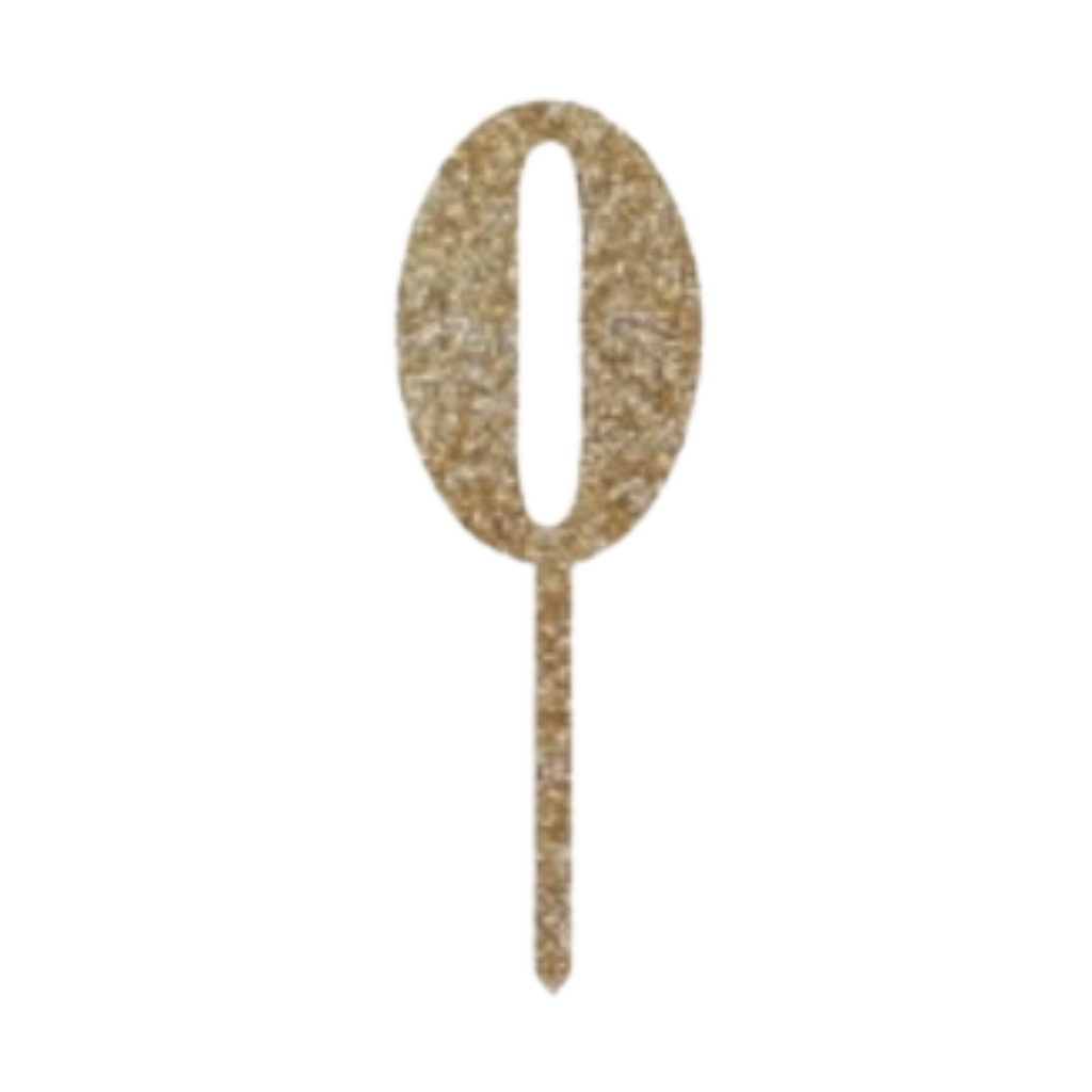 gold glitter number zero cake topper birthday from Parte Haus party supply store in Bethesda Maryland