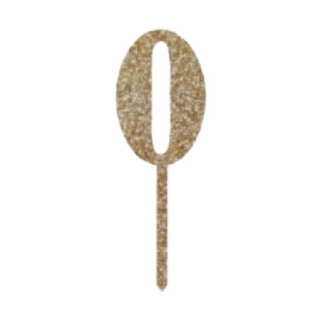 gold glitter number zero cake topper birthday from Parte Haus party supply store in Bethesda Maryland