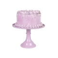 Lavender cake stand with round pastel cake birthday celebration from Parte Haus party supply store in Bethesda MD.
