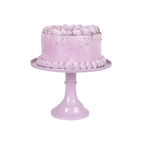 Lavender cake stand with round pastel cake birthday celebration from Parte Haus party supply store in Bethesda MD.