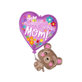 Purple heart bear foil balloon with floral Love you Mom design for Mother's Day from Parte Haus party supply store in Bethesda MD