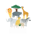 multicolor safari animal cake toppers with lion giraffe elephant and zebra for jungle theme from Parte Haus party supply store in Bethesda MD