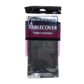 Black plastic tablecover in retail packaging for any event from Parte Haus party supply store in Bethesda Maryland