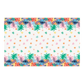 multicolor Stitch themed plastic table cover with tropical floral border birthday from Parte Haus party supply store in Bethesda MD
