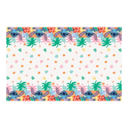 multicolor Stitch themed plastic table cover with tropical floral border birthday from Parte Haus party supply store in Bethesda MD