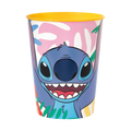 yellow and blue plastic Stitch character cup with smiling face for birthday from Parte Haus party supply store in Bethesda MD