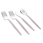 Pink cutlery set with fork knife and spoon for dinner table from Parte Haus party supply store in Bethesda MD