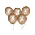 Gold birthday balloons with white number 21 for 21st birthday from Parte Haus party supply store in Bethesda Maryland