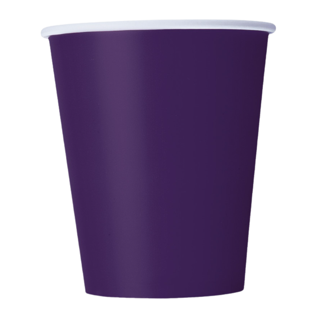 Purple paper cup solid color for birthday or celebration from Parte Haus party supply store in Bethesda MD