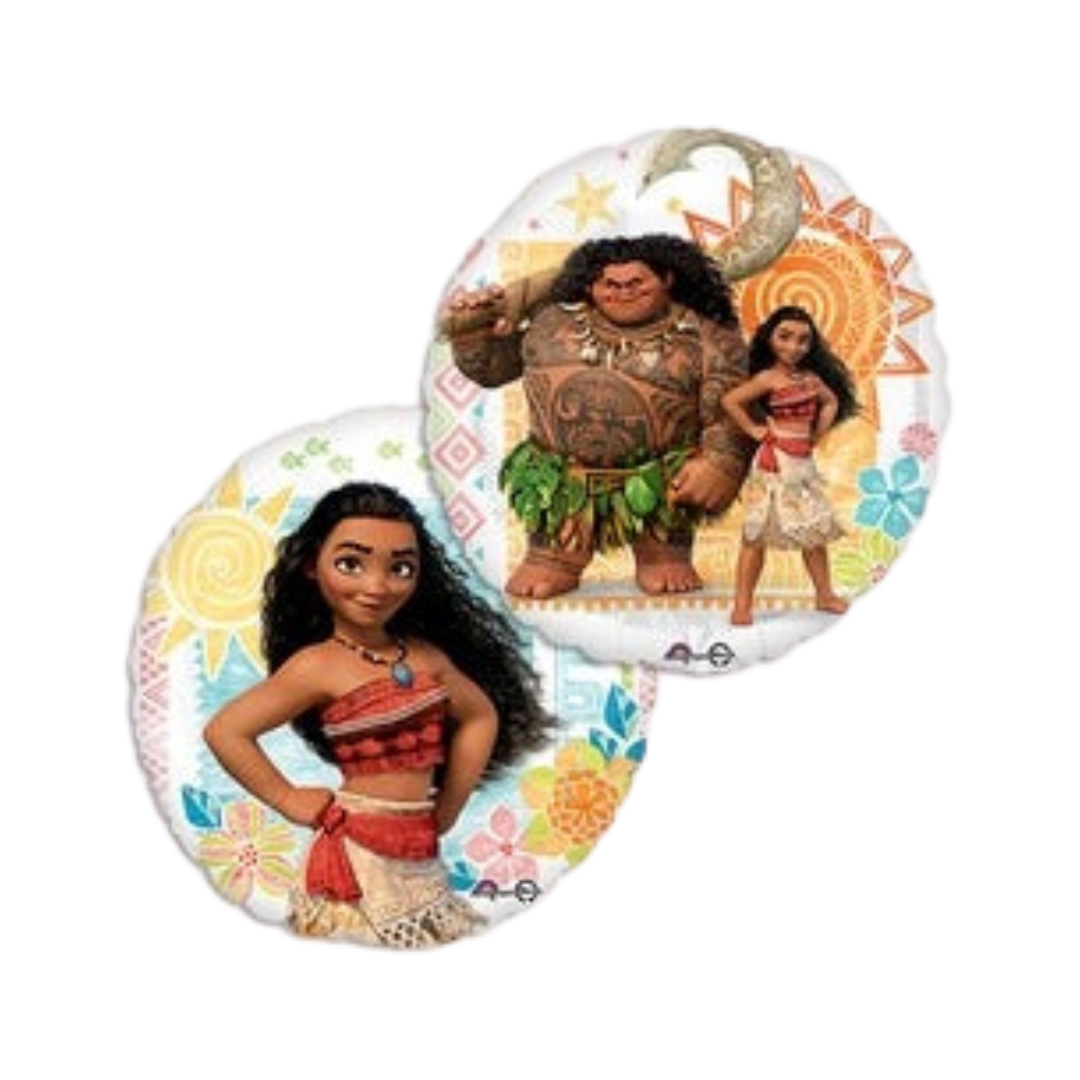 Colorful Moana balloons with cartoon characters tropical birthday from Parte Haus party supply store in Bethesda MD.