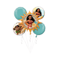 Blue and gold Moana balloon bouquet featuring Moana graphics for birthday from Parte Haus party supply store in Bethesda MD