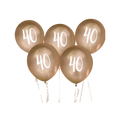 gold 40th birthday balloons with white number print milestone celebration from Parte Haus party supply store in Bethesda MD