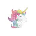 Rainbow unicorn foil balloon with floral accents birthday theme from Parte Haus party supply store in Bethesda Maryland