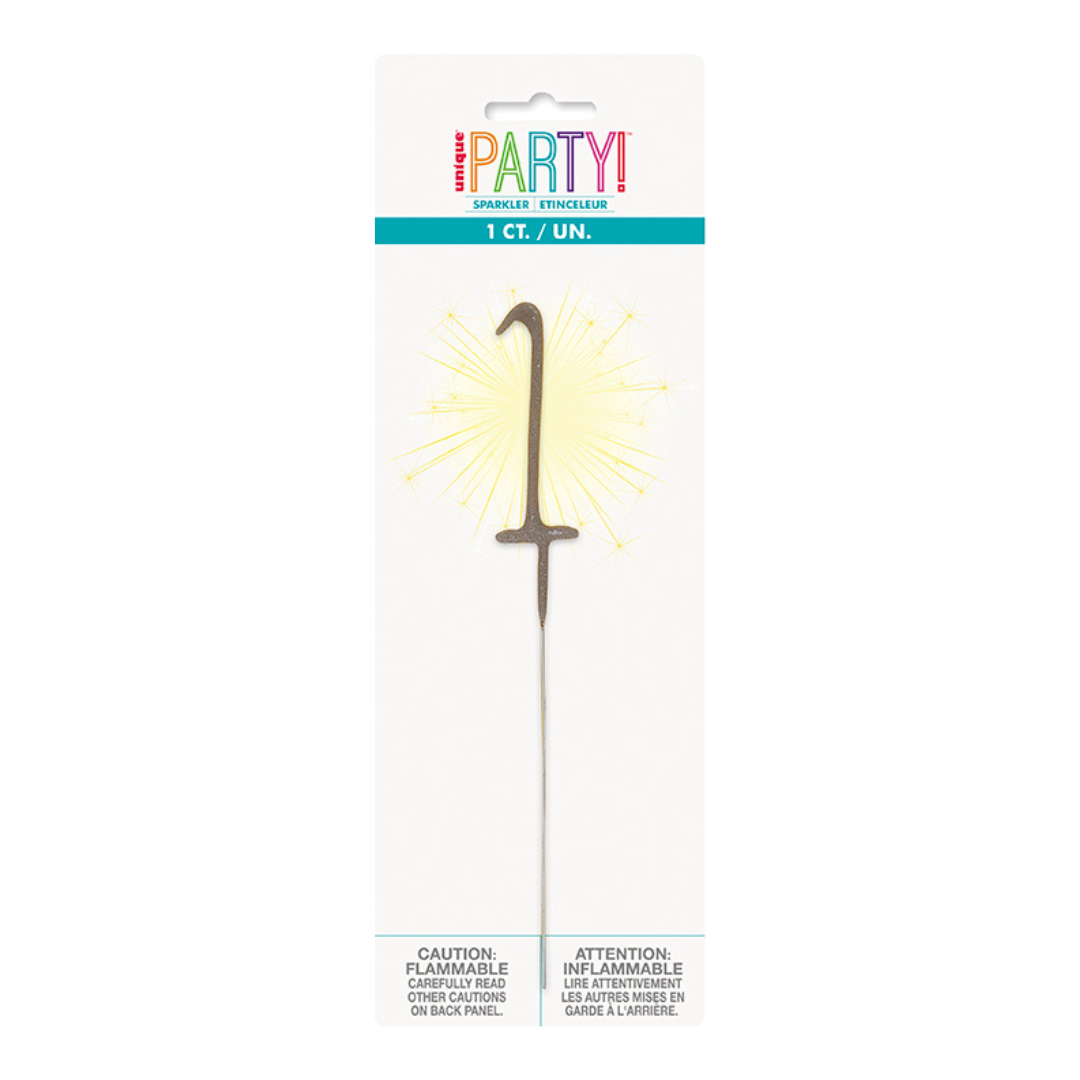 Silver Party Sparklers Number 1 Candle