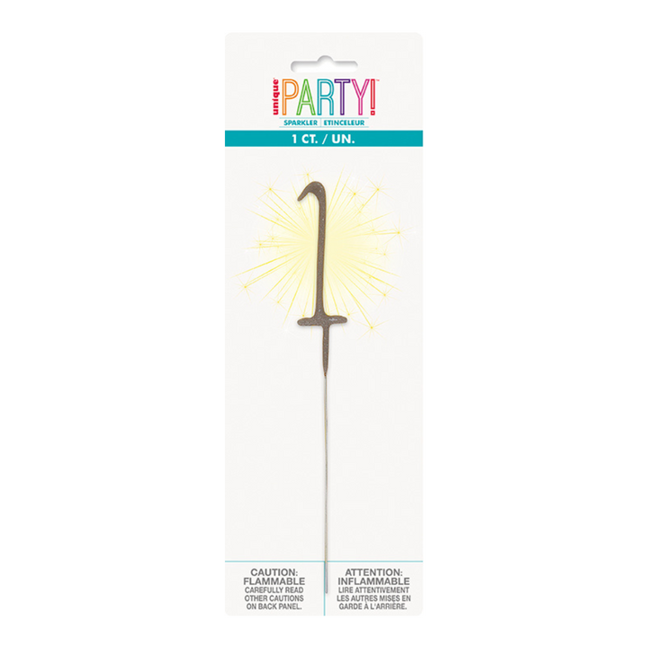 Silver Party Sparklers Number 1 Candle