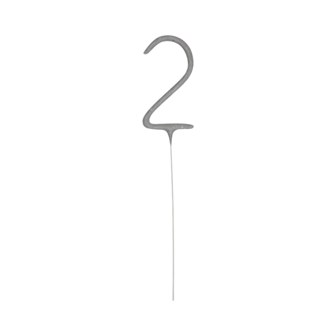 Silver Party Sparklers Number 2 Candle