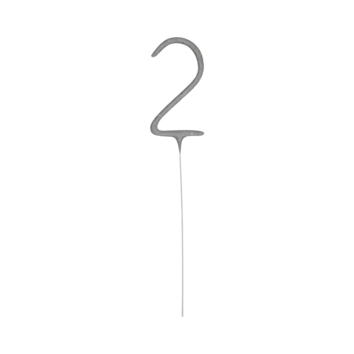Silver Party Sparklers Number 2 Candle