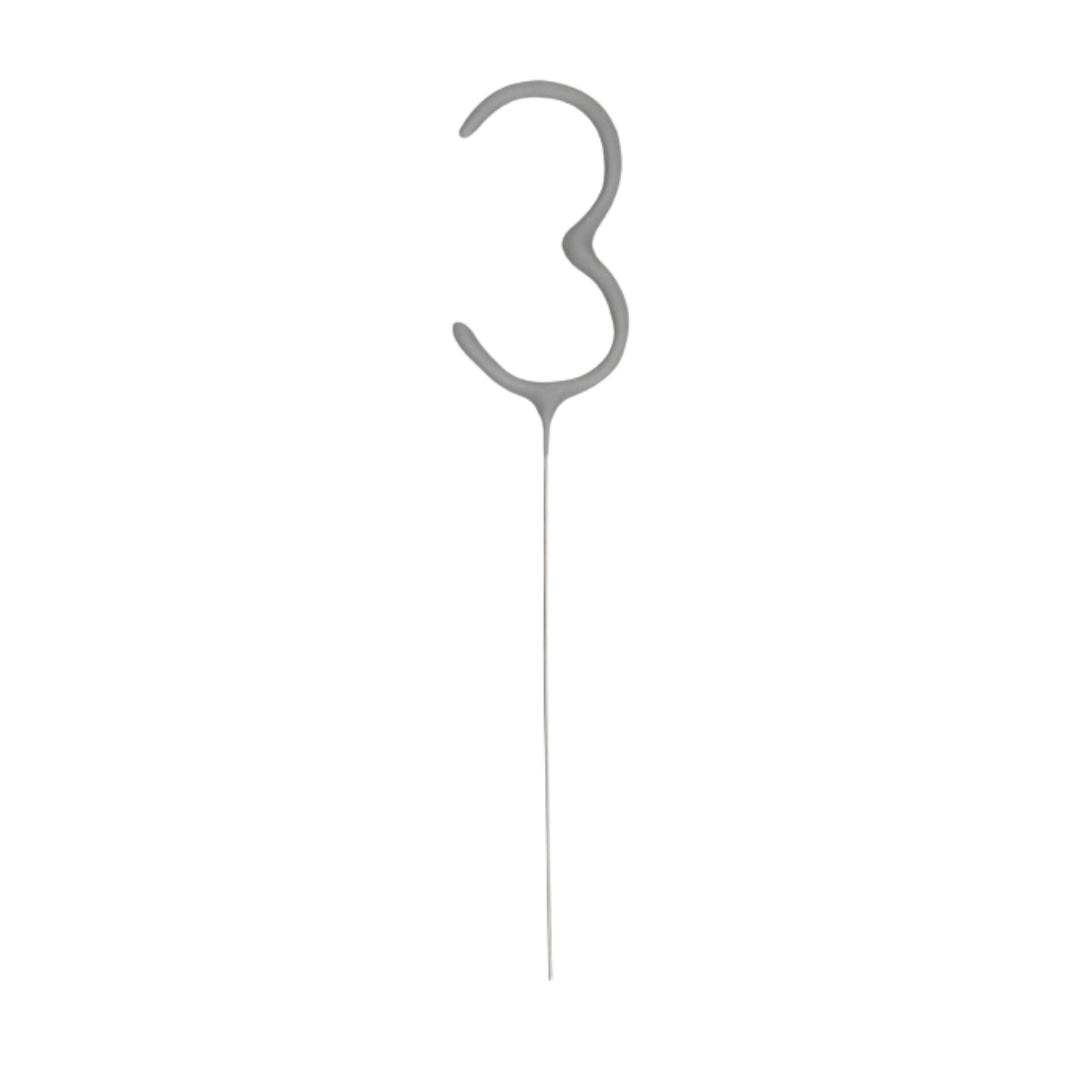 Silver Party Sparklers Number 3 Candle