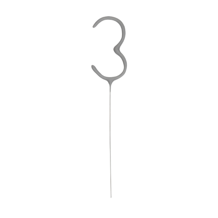 Silver Party Sparklers Number 3 Candle