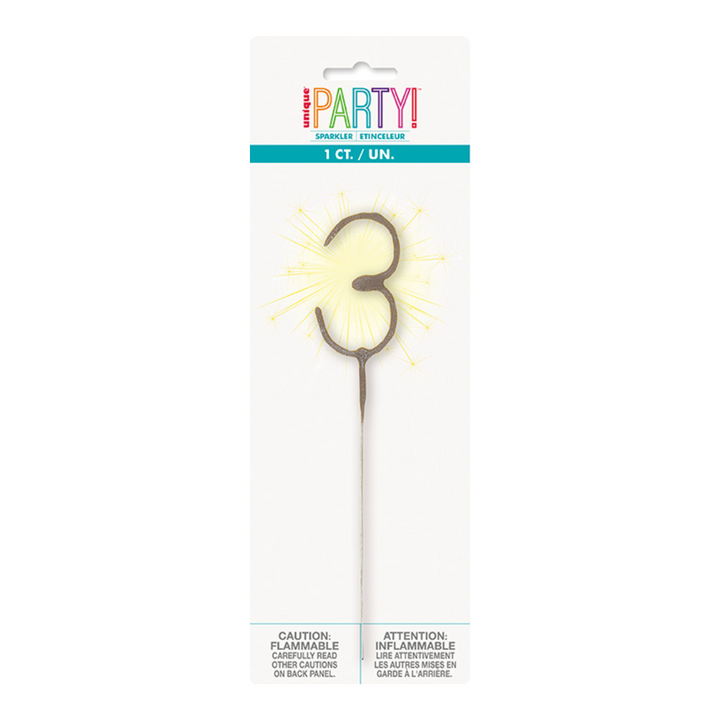 Silver Party Sparklers Number 3 Candle