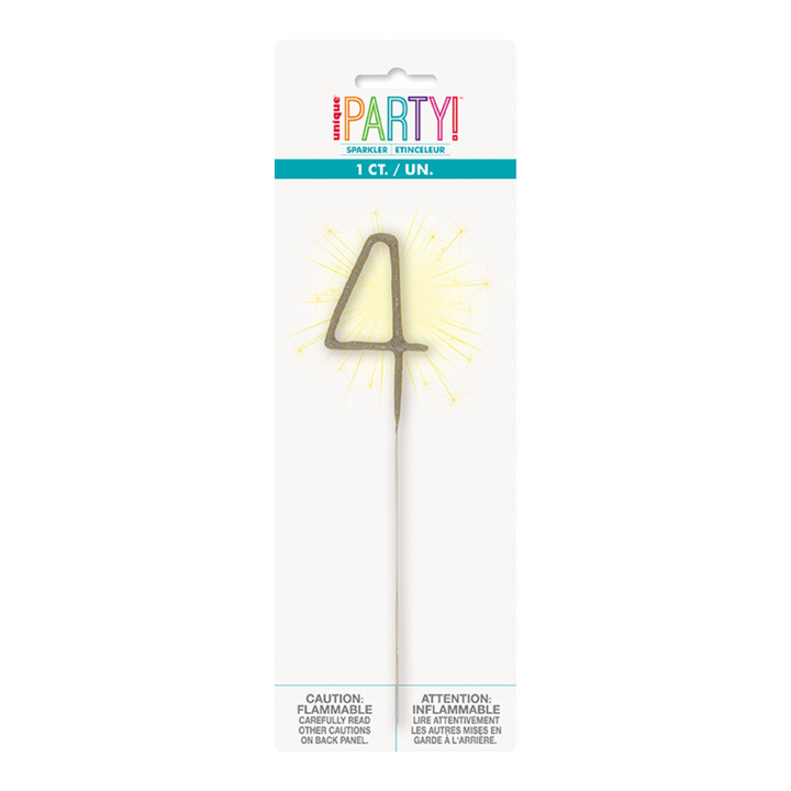 Silver Party Sparklers Number 4 Candle